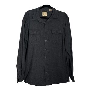 RedHead Mens Long Sleeve Button Down Shirt Charcoal‎ Gray Cotton Flannel Size LT
